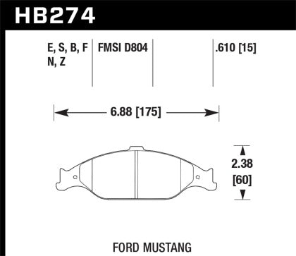 Hawk HPS Front Brake Pads SN95 Mustang