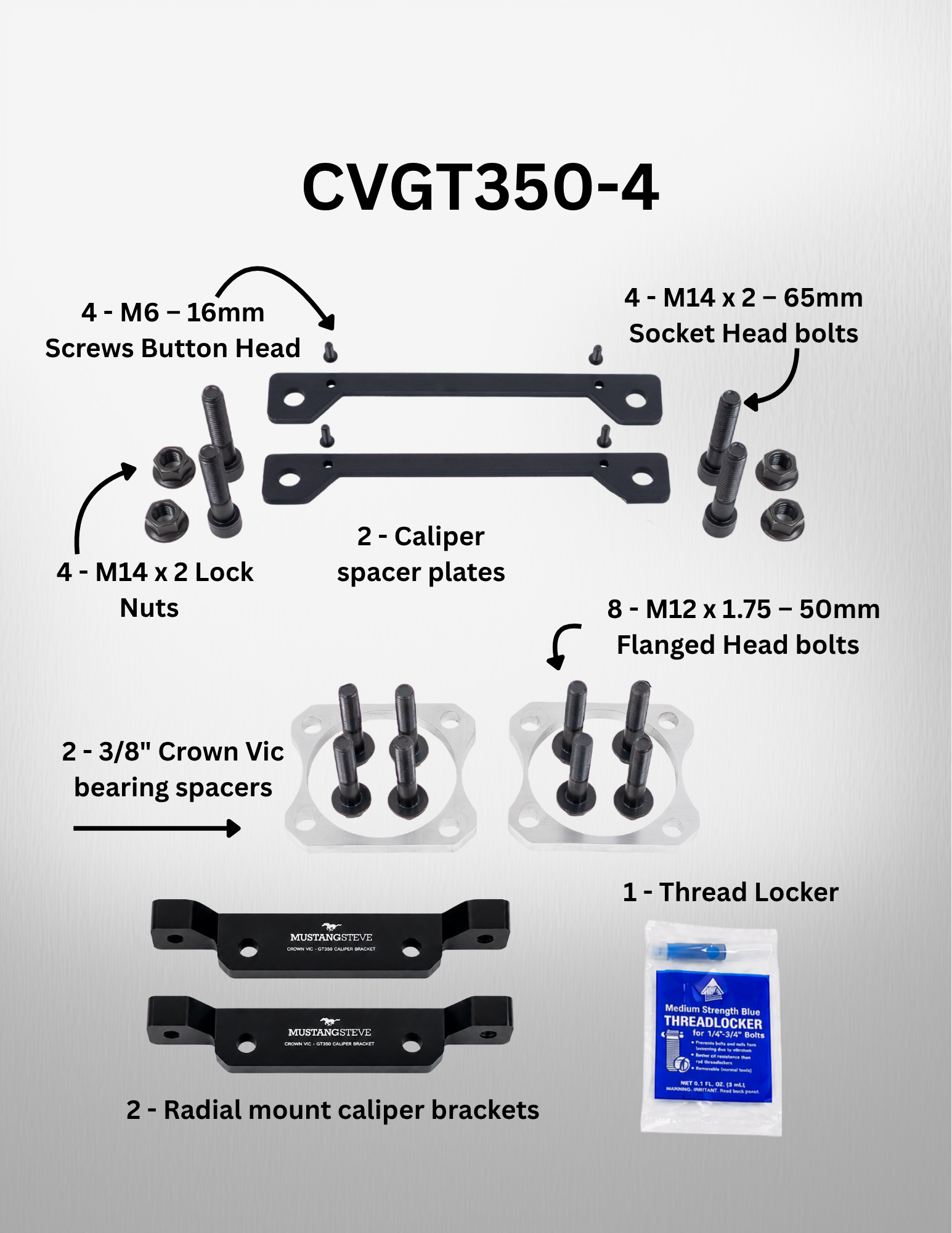 2003-11 Crown Vic Big Brake Adapter Kits (Six-Piston Brembos - DarkHorse/GT350/PP)