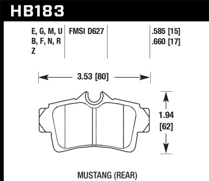 Hawk HPS Rear Brake Pads SN95 Mustang